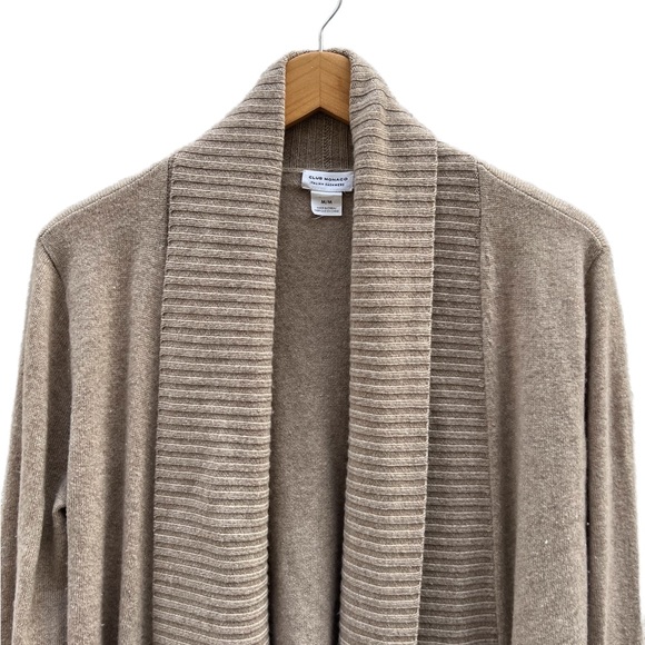 Club Monaco Italian Cashmere Open Front Cardigan in Oatmeal Size Medium - Picture 2 of 13